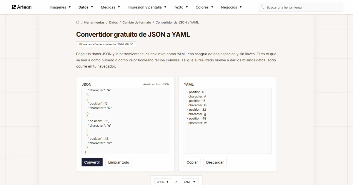 JSON a YAML