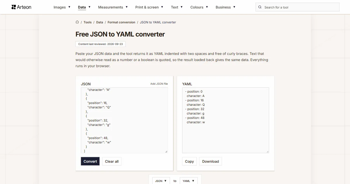 JSON to YAML