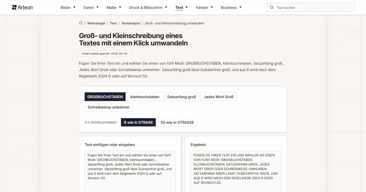 Groß- und Kleinschreibung umwandeln