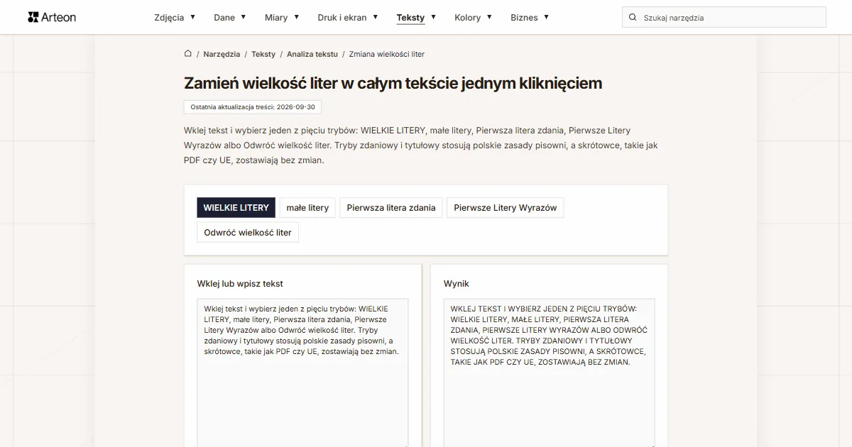 Zmiana wielkości liter