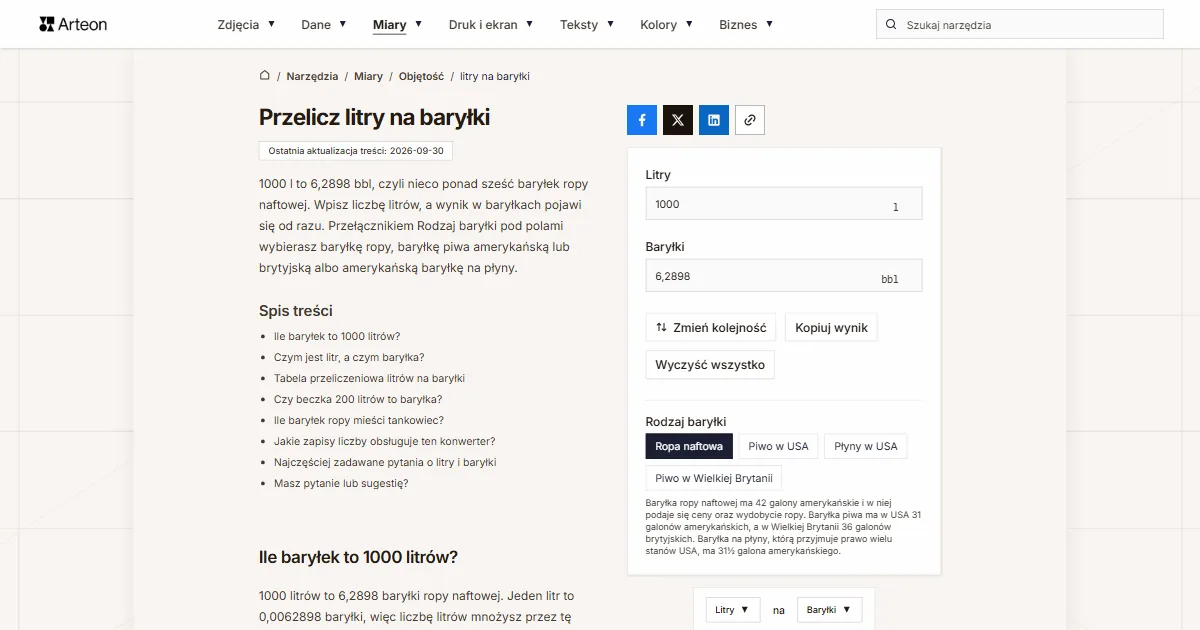 l na baryłki