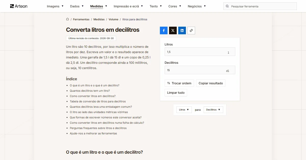 l para decilitros
