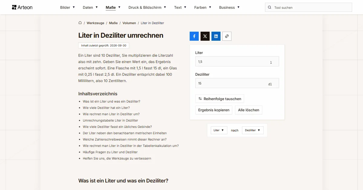 l in Deziliter