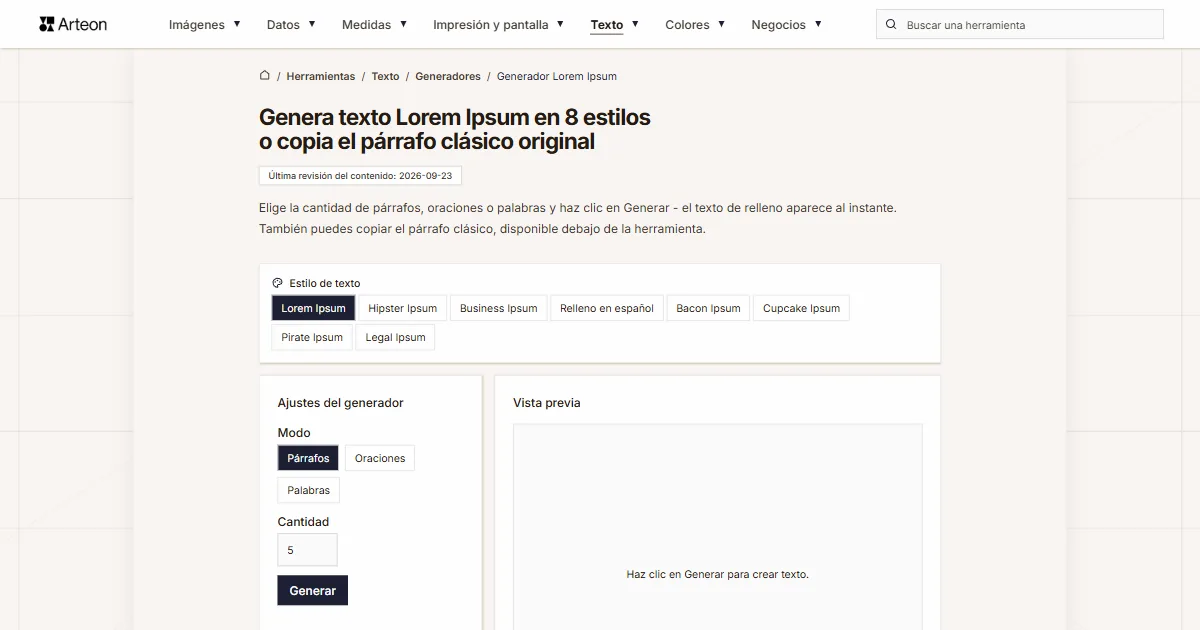 Generador Lorem Ipsum