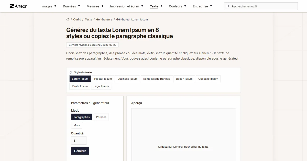 Générateur Lorem Ipsum