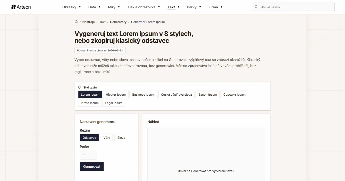 Generátor Lorem Ipsum