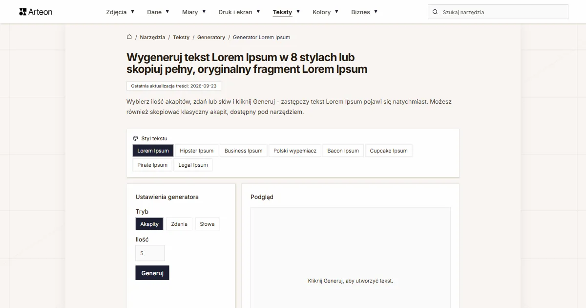 Generator Lorem Ipsum