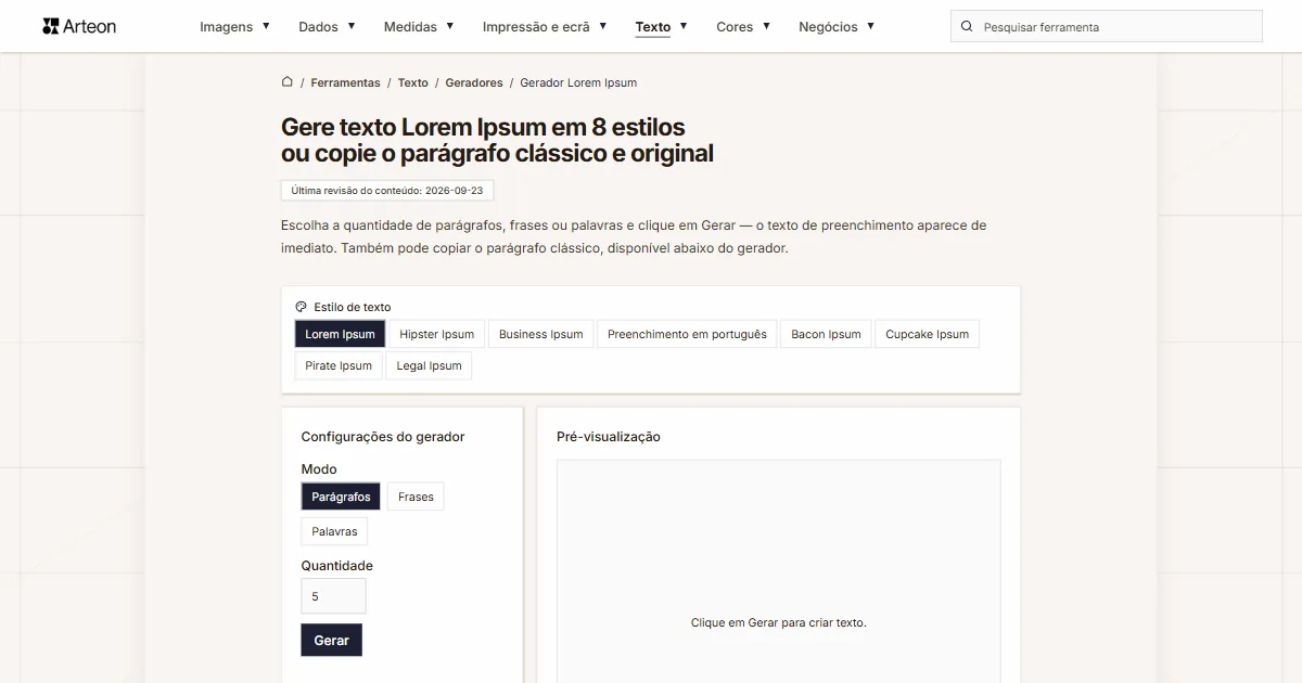 Gerador Lorem Ipsum
