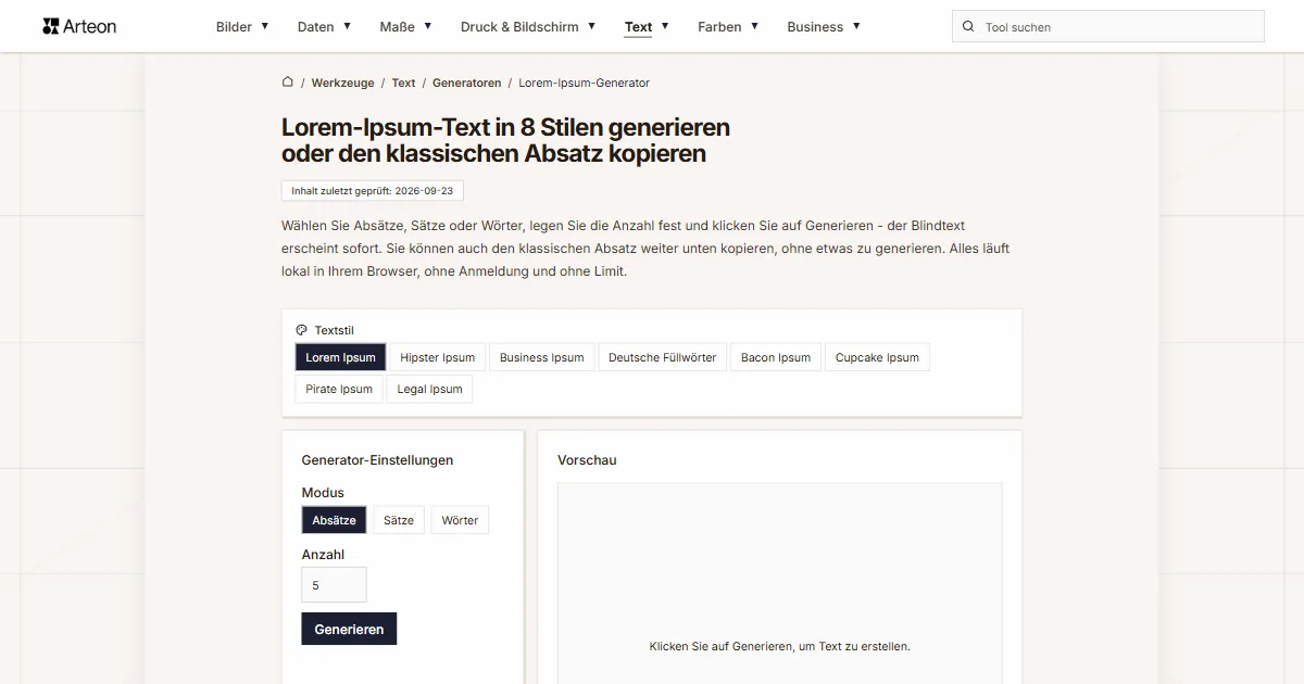 Lorem-Ipsum-Generator