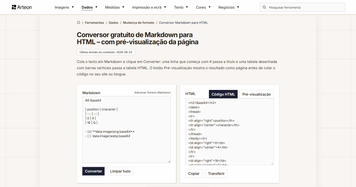 Markdown para HTML