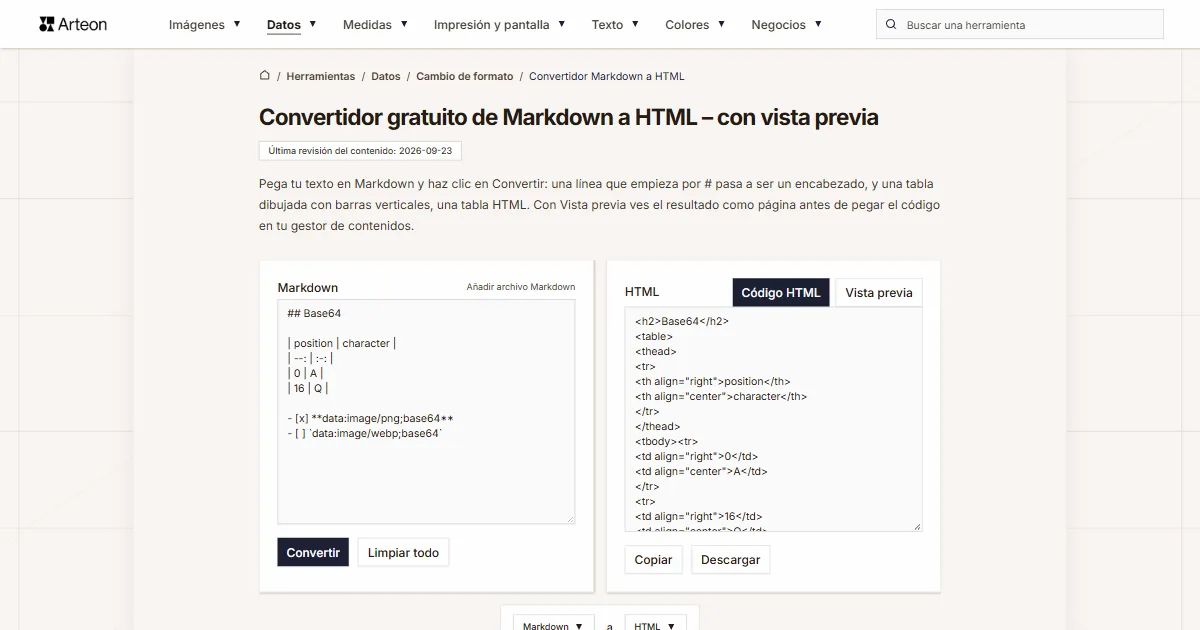 Markdown a HTML