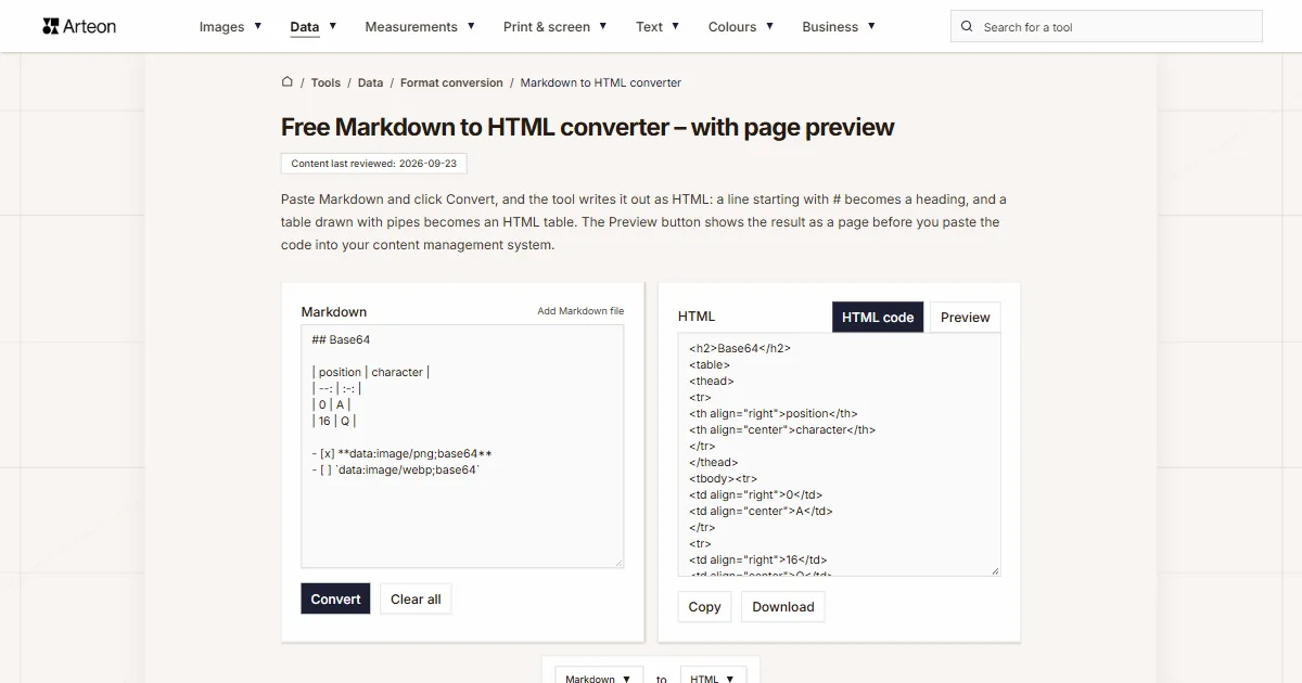 Markdown to HTML