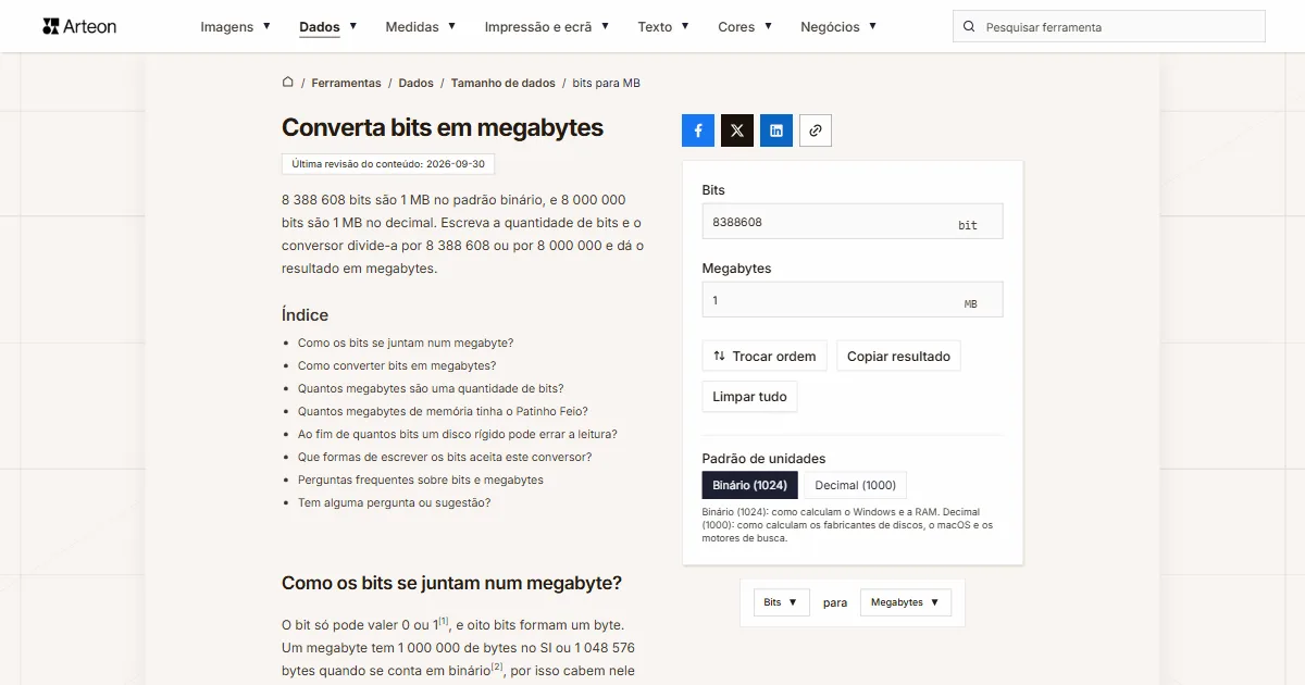 bits para MB