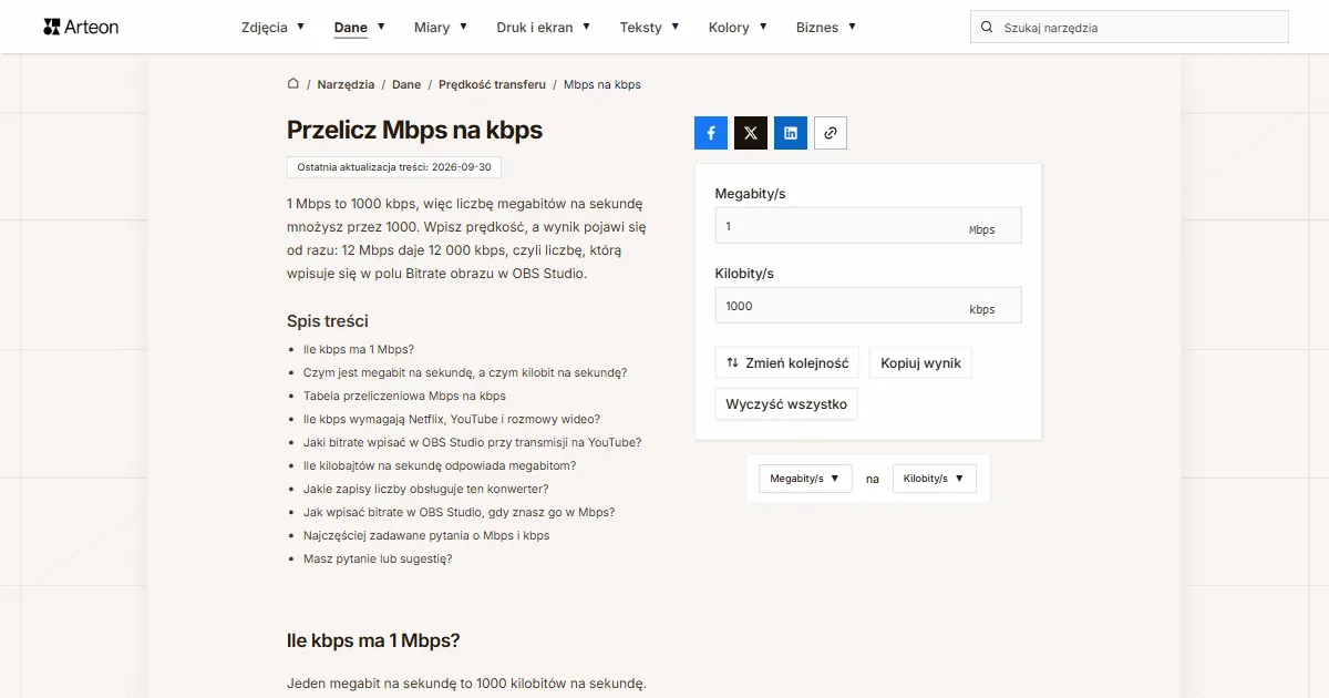 Mbps na kbps