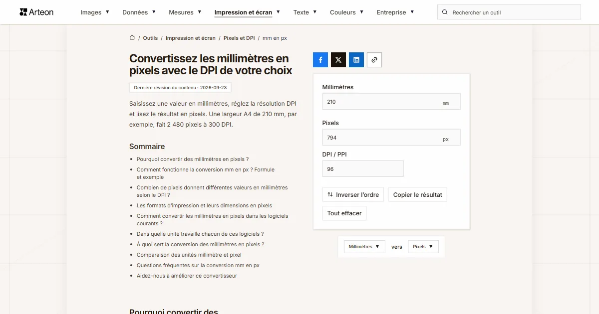 mm en px