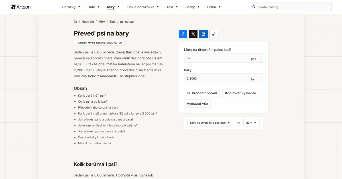 Snímek obrazovky bezplatného nástroje Arteon: Převeď psi na bary