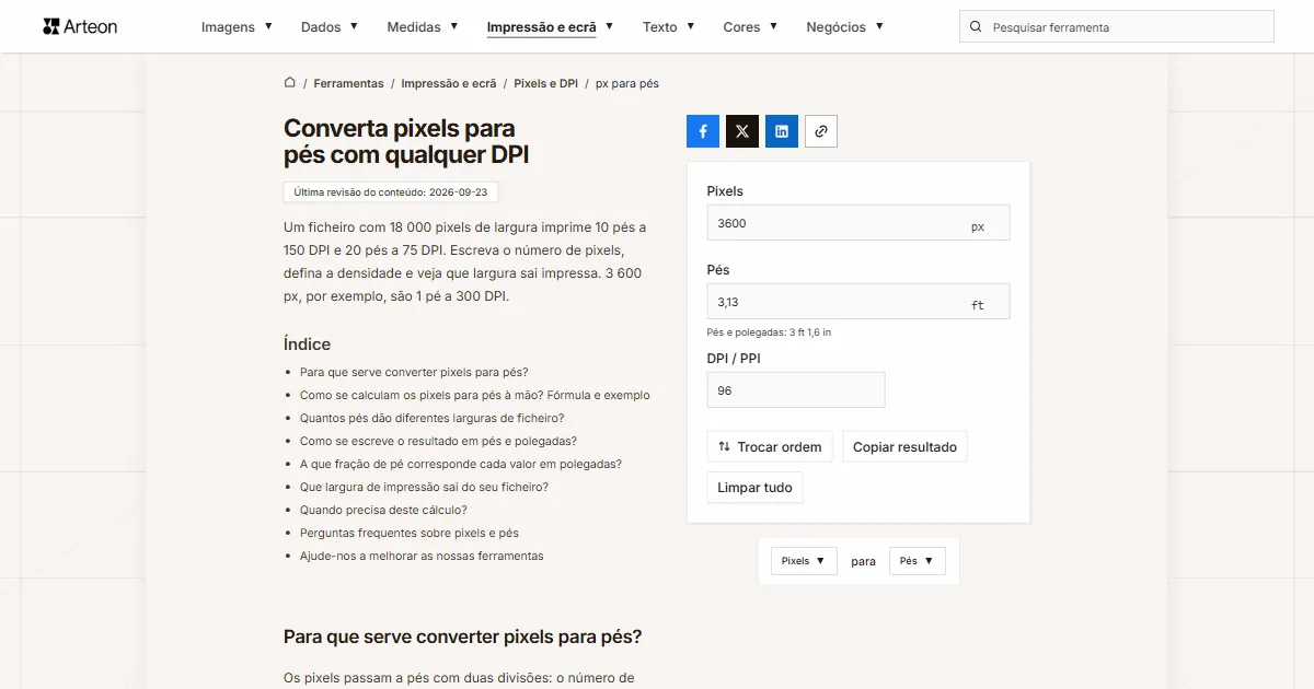 px para pés