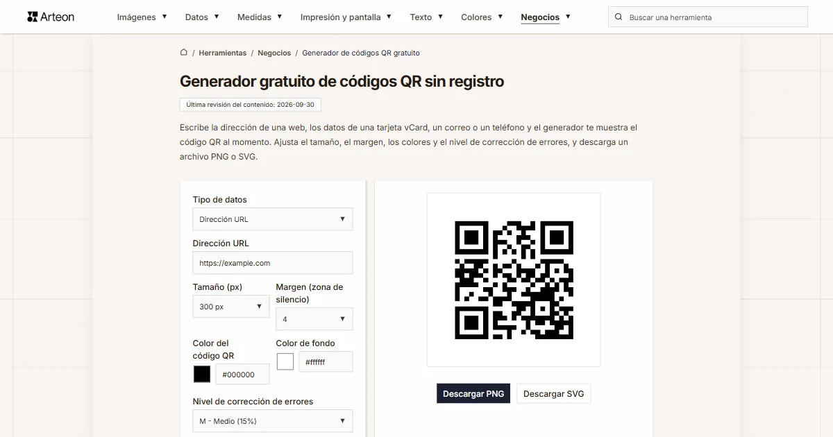 Generador de códigos QR gratuito