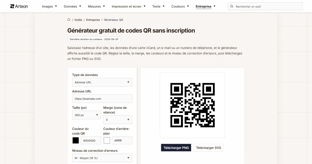 Générateur de codes QR gratuit