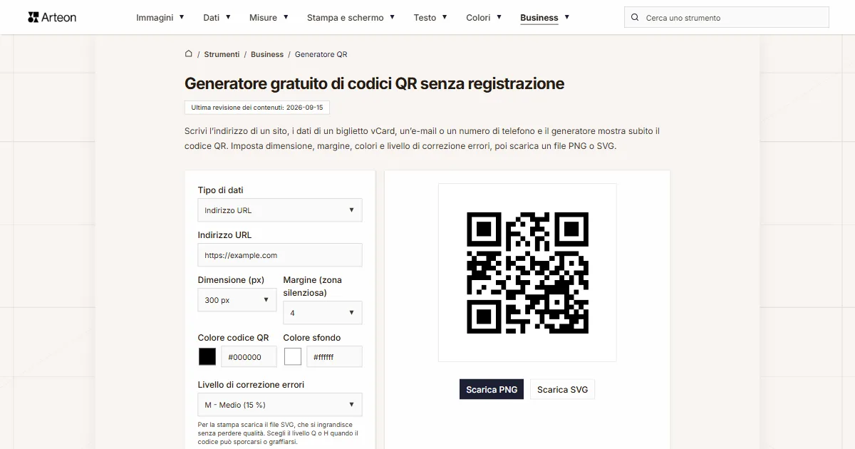 Generatore di codici QR gratuito