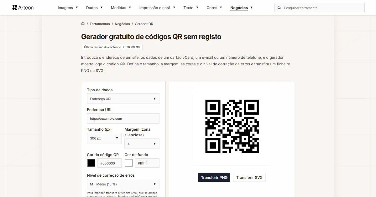 Gerador de códigos QR gratuito