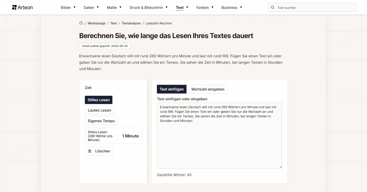 Lesezeit-Rechner