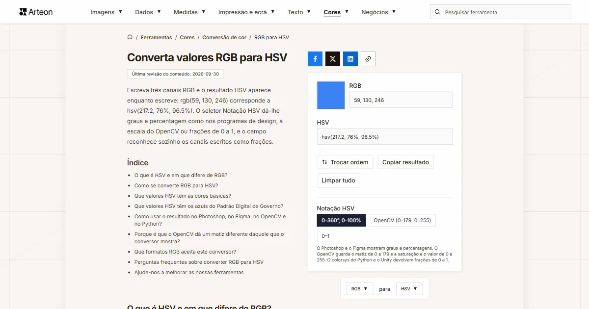 RGB para HSV