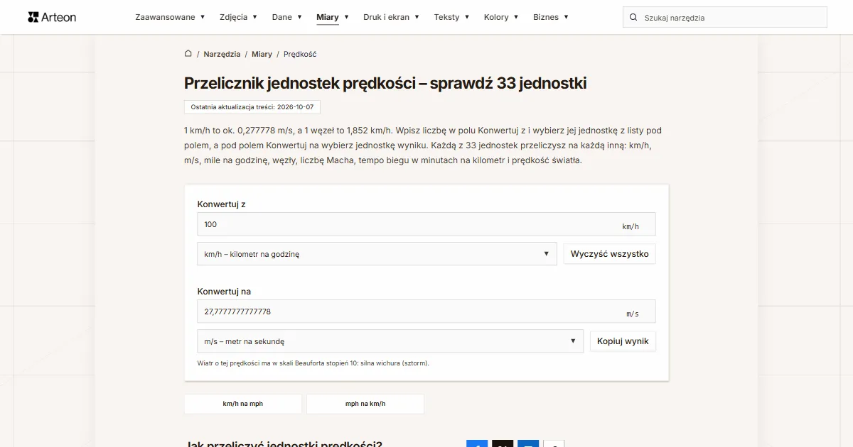 jednostki prędkości
