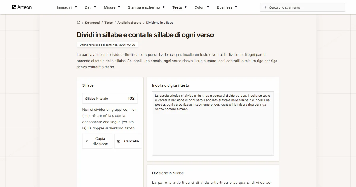 Divisione in sillabe