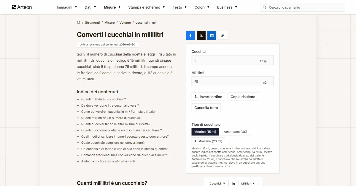 cucchiai in ml