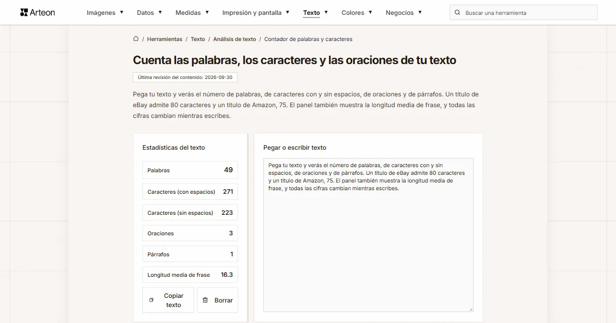 Contador de palabras y caracteres