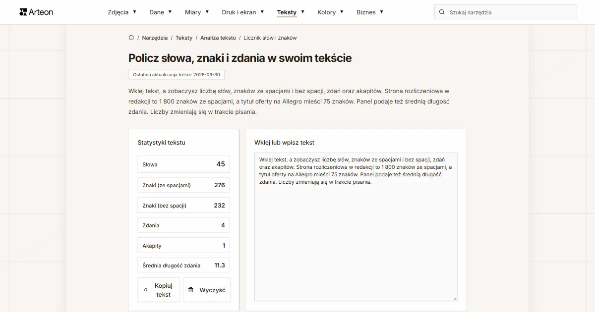Licznik słów i znaków