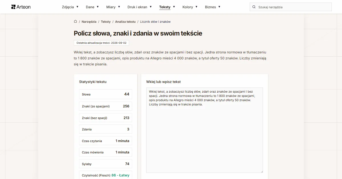 Licznik słów i znaków