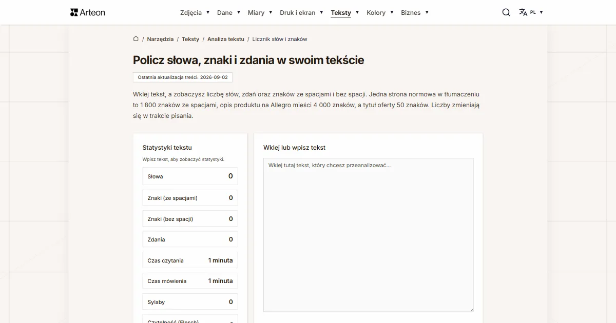 Licznik słów i znaków