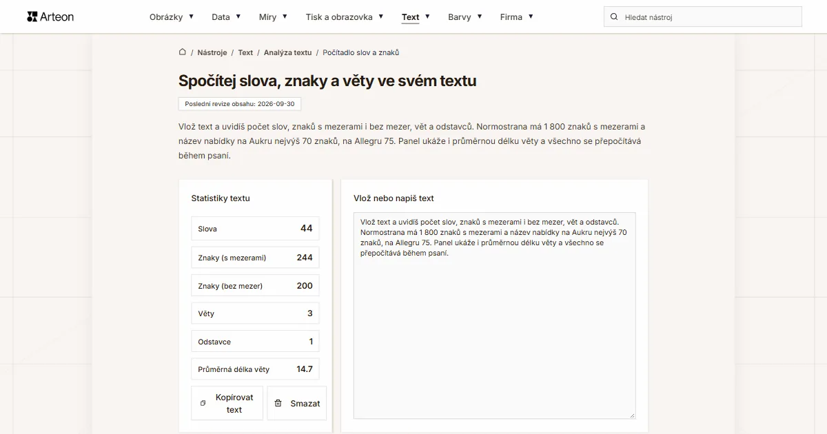 Počítadlo slov a znaků