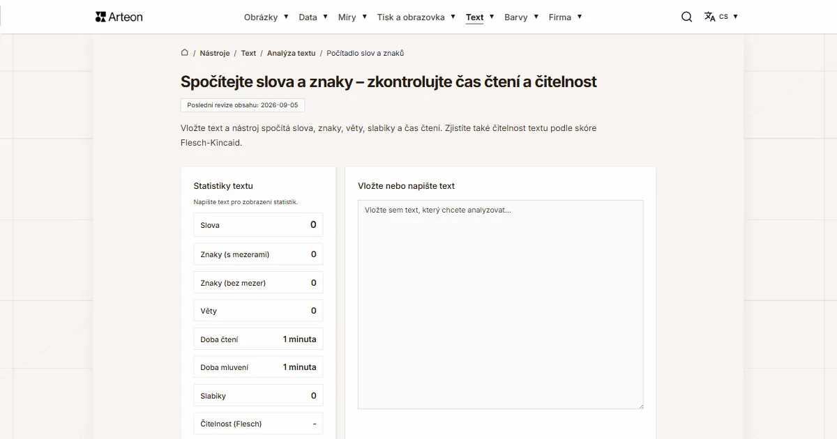 Počítadlo slov a znaků