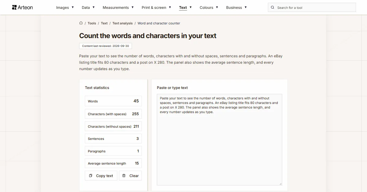 Word & character counter
