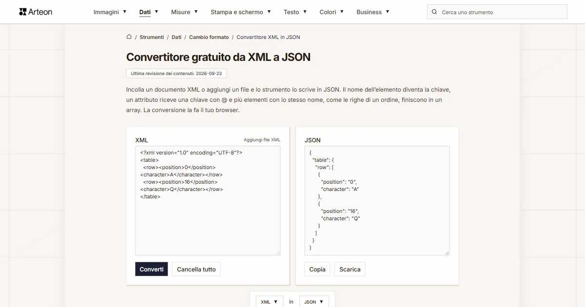 XML in JSON