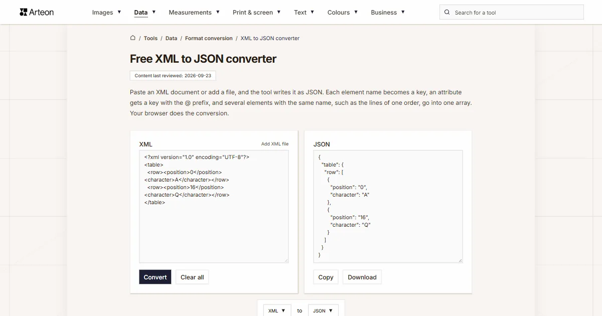 XML to JSON