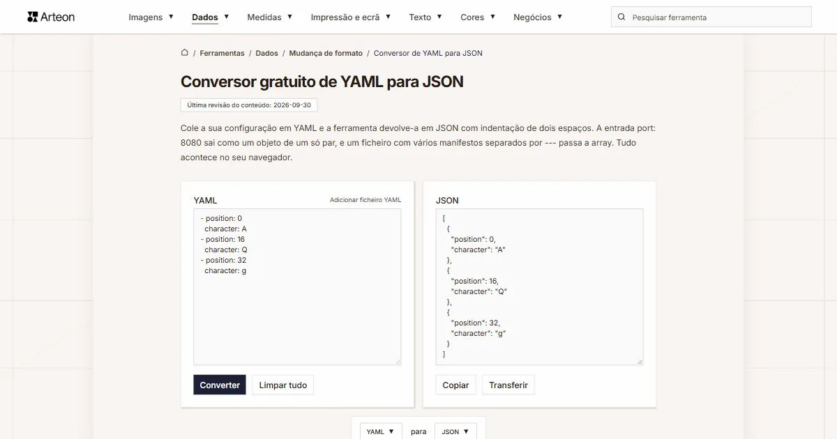 YAML para JSON