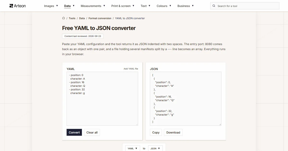 YAML to JSON