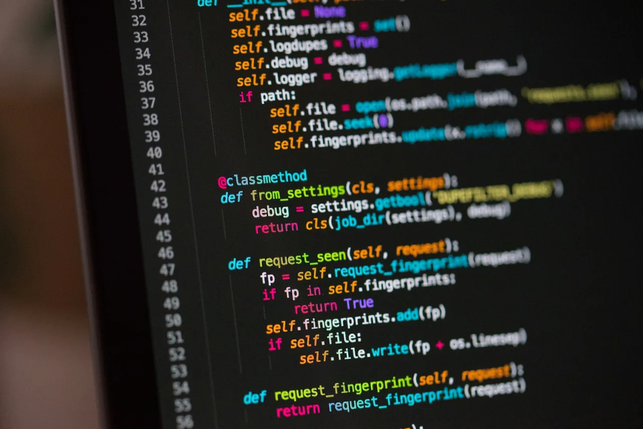 Editor screen with a fragment of Python code, line numbers and syntax colouring visible