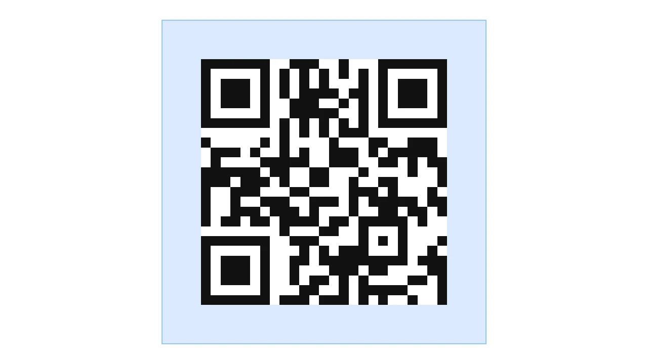 Kod QR z adresem arteontools.com otoczony jasnoniebieskim marginesem szerokości czterech modułów