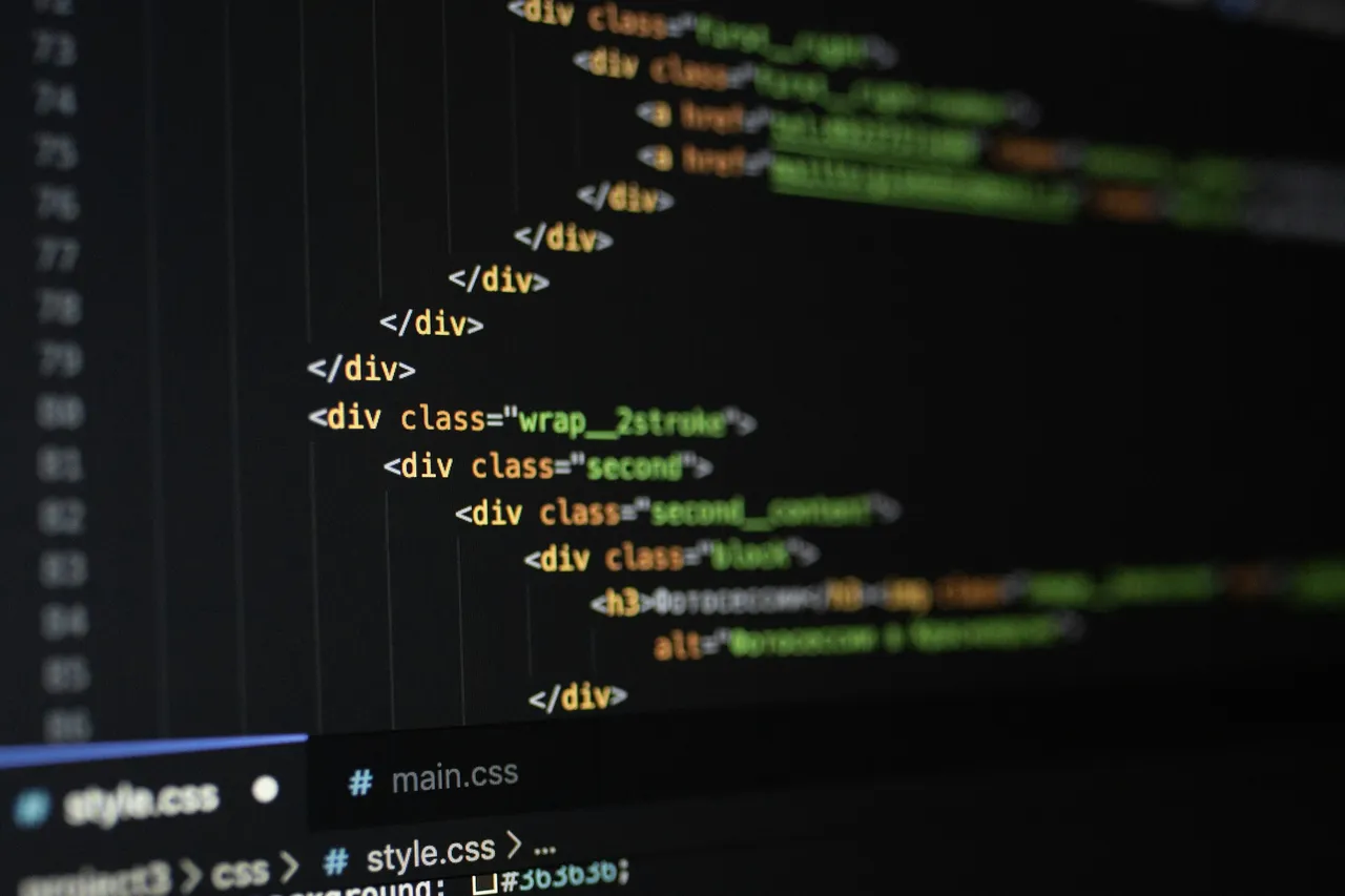 HTML code in an editor with nested div tags and their closing tags